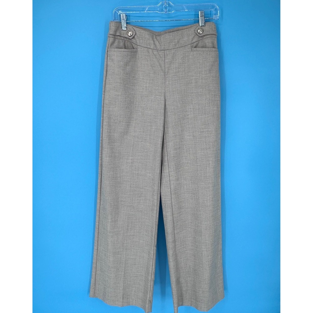 Chico's Gray Wide Leg Trouser Pants Silver Button Tab Size 00R US 2R 570380988 - Picture 2 of 10